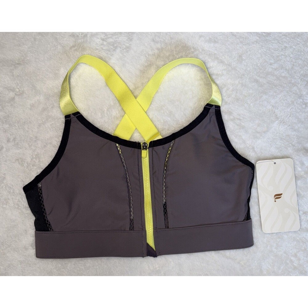 NWT Fabletics Zoe High Impact Sports Bra Small Zip Front Mesh Crossback Gym Soft